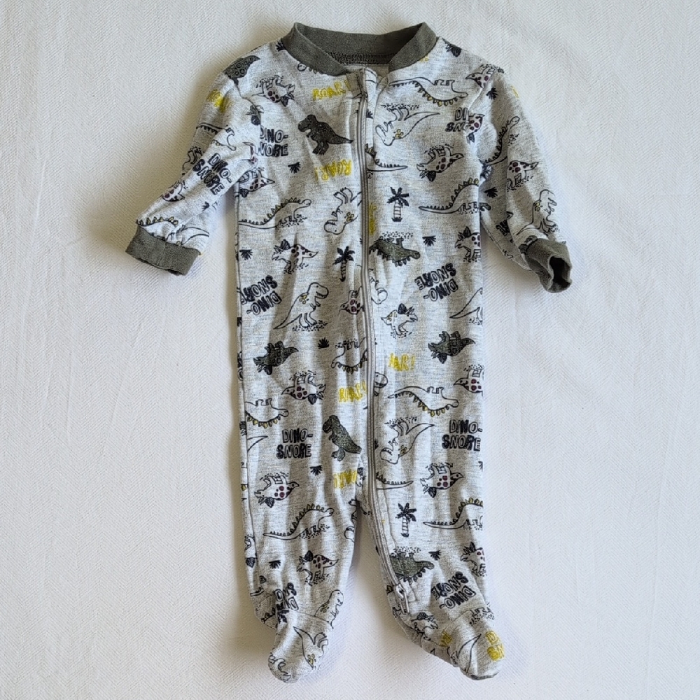 george gray dinosaur cotton 2-way zipper footie sleeper pajamas 0-3 months baby